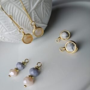 Aretes básicos de piedras naturales intercambiables